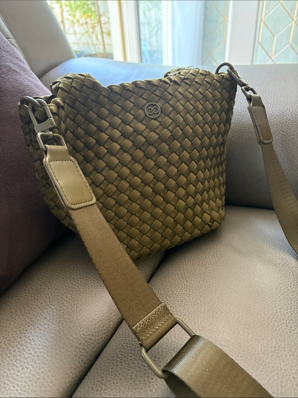 Woven Olive Crossbody Bag